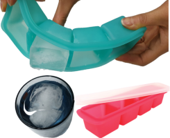 Large ice cube silicone mould tray with lid (stackable), slim design – easy twist & release, premium quality (2 tray pack)