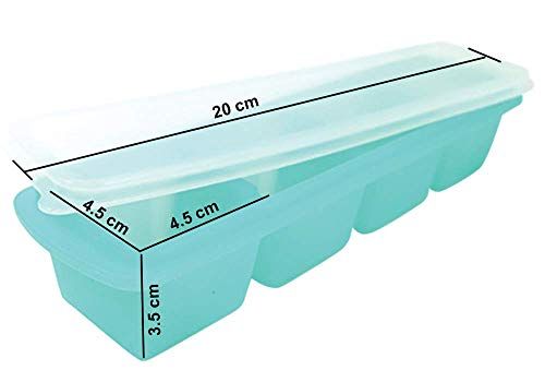 Large ice cube silicone mould tray with lid (stackable), slim design – easy twist & release, premium quality (2 tray pack)