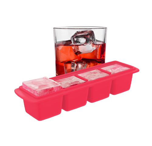 Large ice cube silicone mould tray with lid (stackable), slim design – easy twist & release, premium quality (2 tray pack)