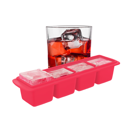 Large ice cube silicone mould tray with lid (stackable), slim design – easy twist & release, premium quality (2 tray pack)